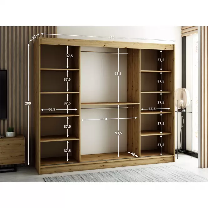 Szekrény Lamelo 250 Tölgy Artisan/fekete,5