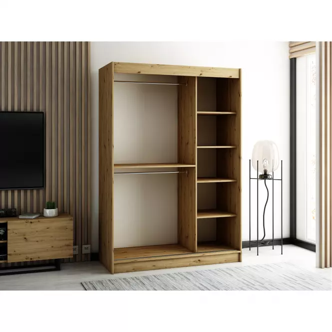 Szekrény Lamelo 2 150 Tölgy Artisan/fekete/Tükör