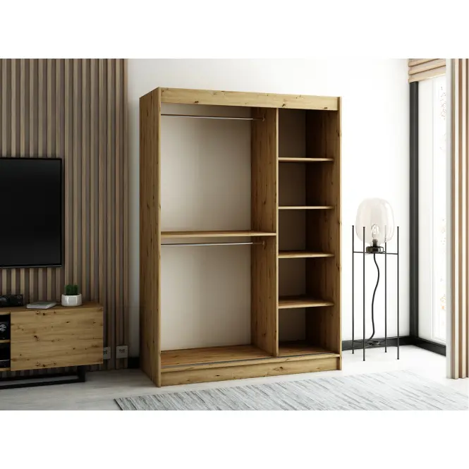 Szekrény Lamelo 2 150 Tölgy Artisan/fekete/Tükör,7