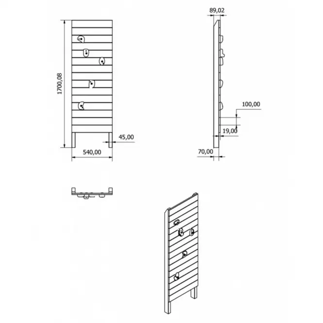 Mászófal 170x54x89 cm,4