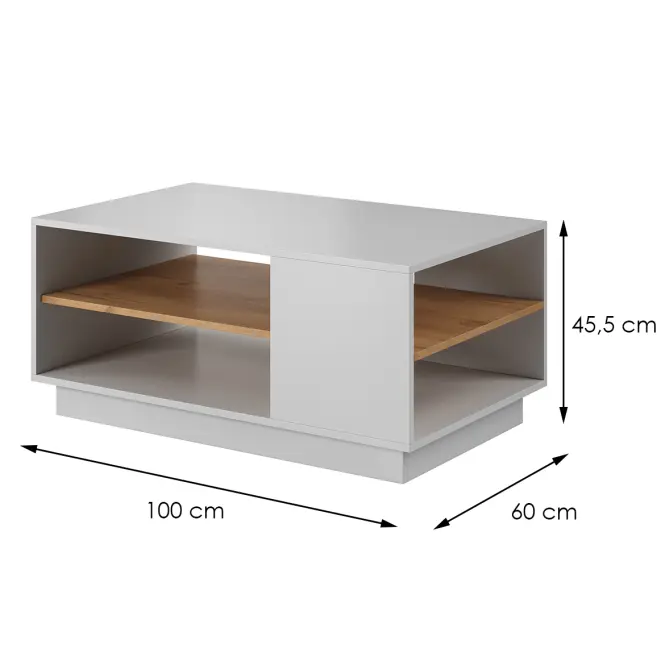 Dohányzóasztal 3d G fehér /Tölgy kraft arany,2