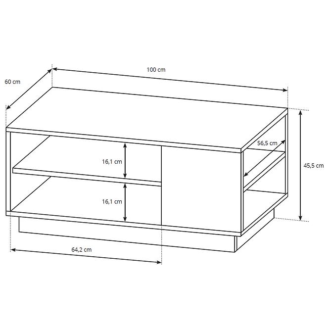 Dohányzóasztal 3d G fehér /Tölgy kraft arany