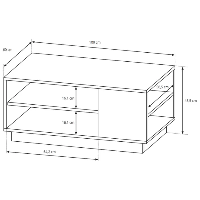 Dohányzóasztal 3d G fehér /Tölgy kraft arany,3