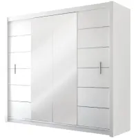 Szekrény Lizbona 2 203 cm fehér/füstös tükör