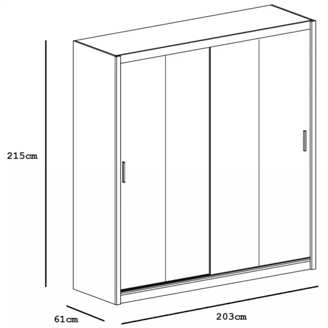 Szekrény Lizbona 2 203 cm fehér/füstös tükör,4