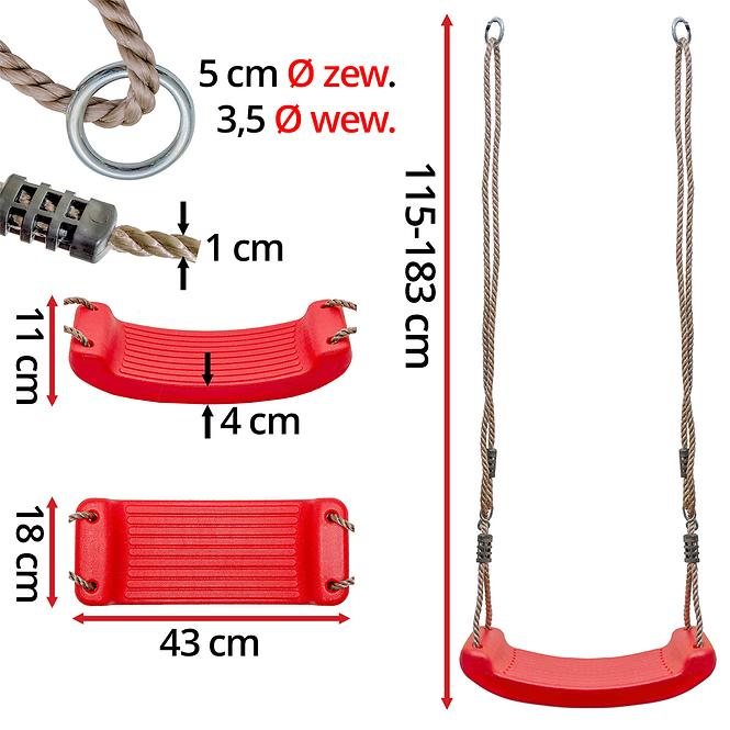Ülés hintákhoz 40 cm piros