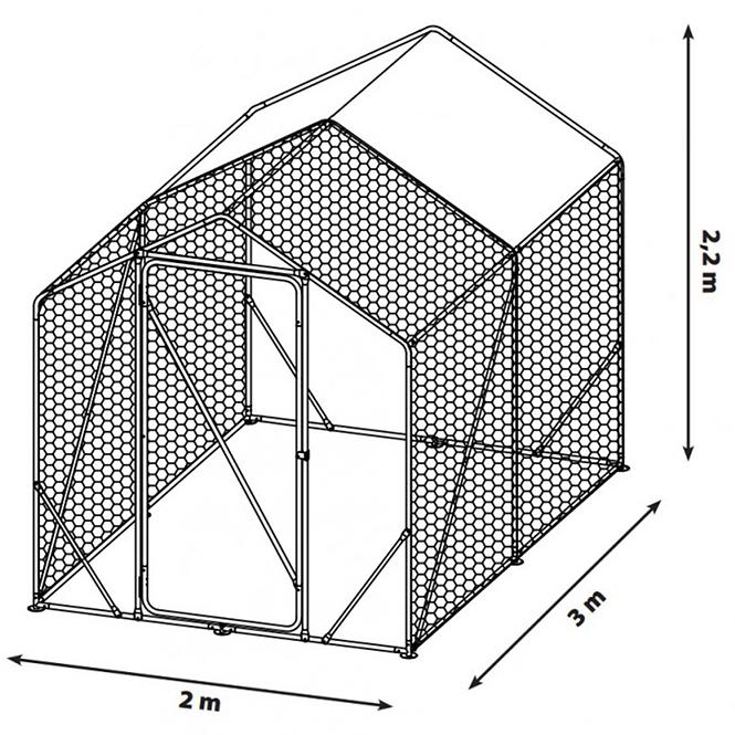 Baromfi fém ketrec 200x300x220 cm