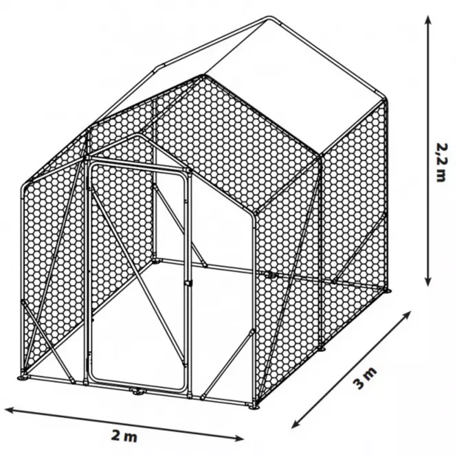 Baromfi fém ketrec 200x300x220 cm,3