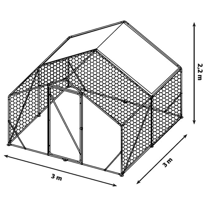 Baromfi fém ketrec 300x300x220 cm