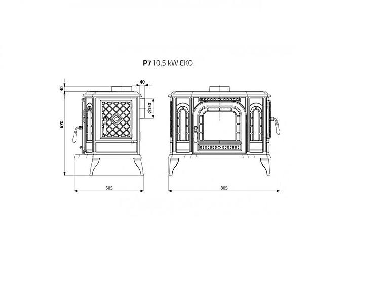 Kandallókályha P7 10.5kW Eko