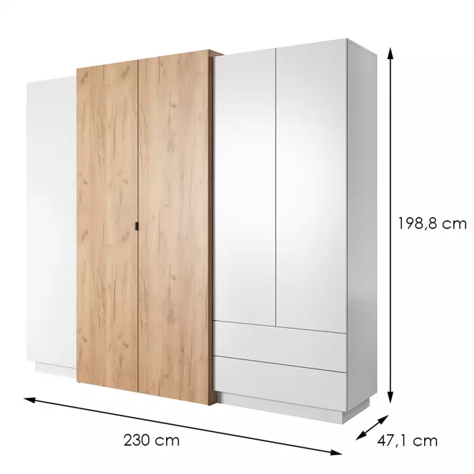 Szekrény 3d A 230 fehér/ölgy craft arany,2