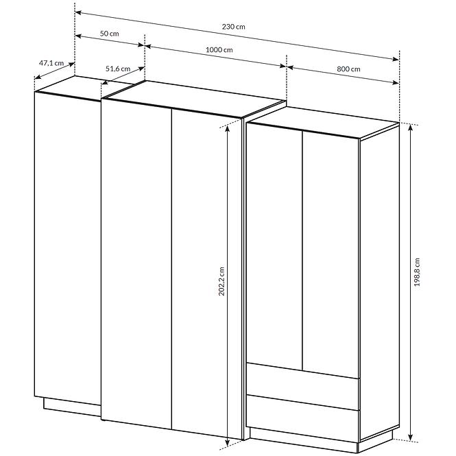 Szekrény 3d A 230 fehér/ölgy craft arany,4