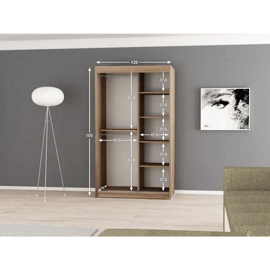 Szekrény Bergamo V4 120 tölgy craft arany/fekete/Tükör