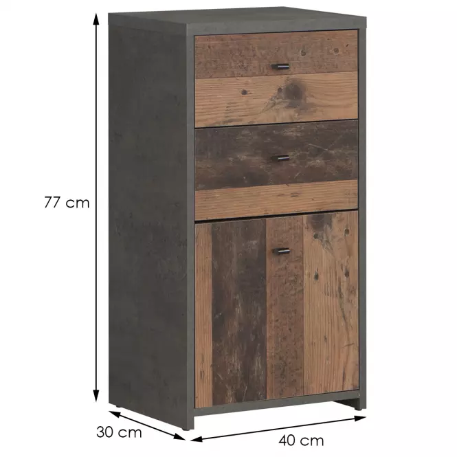 Komód Best Chest Old Wood Vin/Konkrét,2