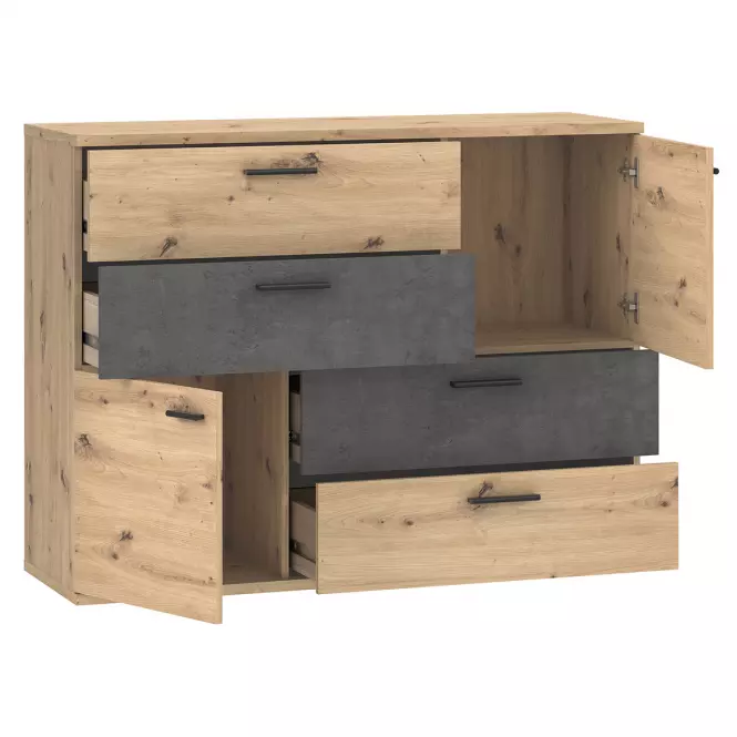 Komód Skive tölgy Artisan/Konkrét,5