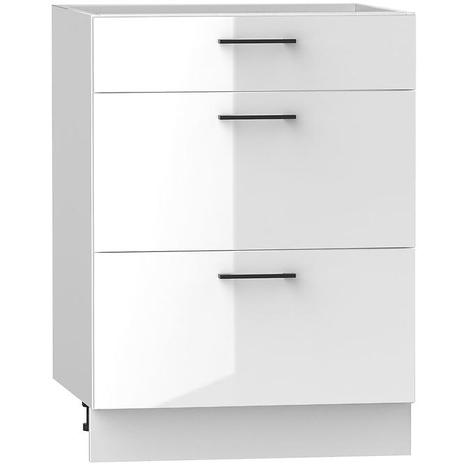 Konyhaszekrény Oscar D60s/3 fehér fényes/fehér