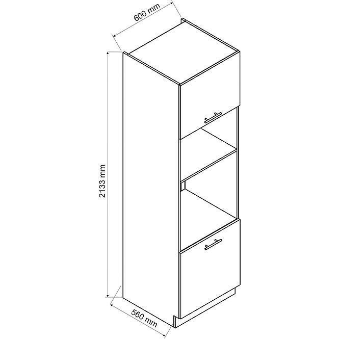 Konyhaszekrény Oscar D60pk Mv 2133 Pl fehér fényes/fehér