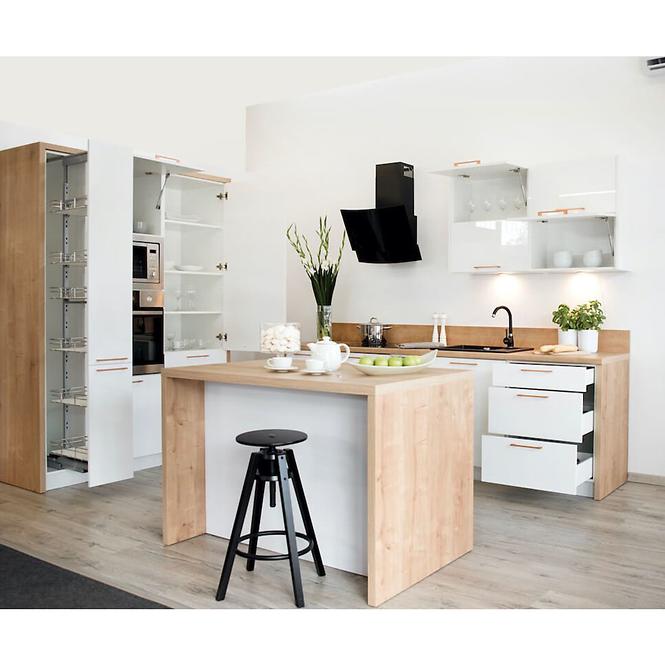Konyhaszekrény Oscar D60pk Mv 2133 Pl fehér fényes/fehér