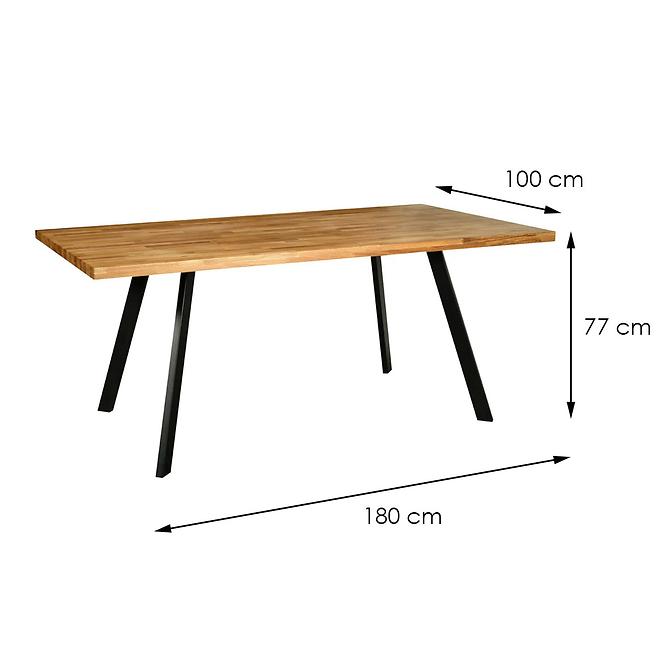 Asztal fa Ontario 180x100x77 tölgy / fekete