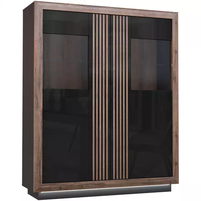 Vitrin Achacy 161,8x133  tölgy nemes / fekete fényes