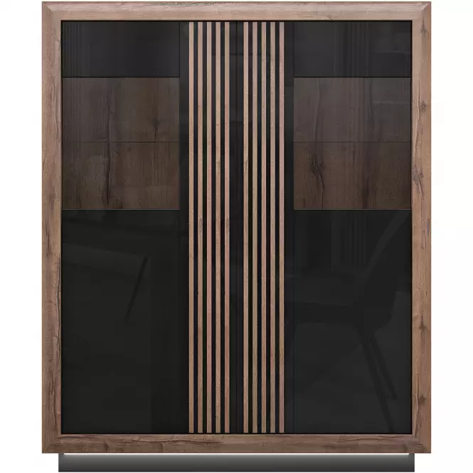 Vitrin Achacy 161,8x133  tölgy nemes / fekete fényes