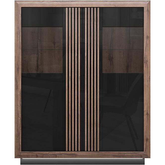 Vitrin Achacy 161,8x133  tölgy nemes / fekete fényes
