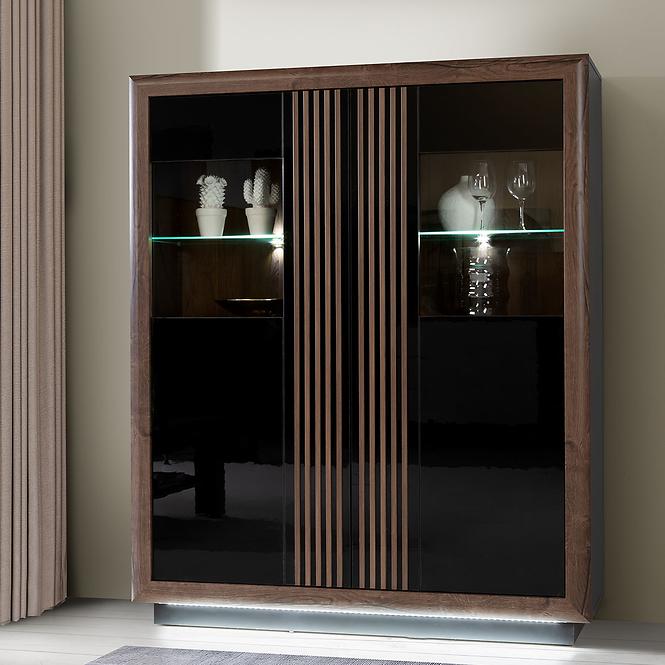 Vitrin Achacy 161,8x133  tölgy nemes / fekete fényes