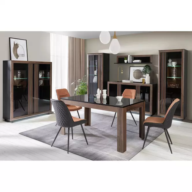 Vitrin Achacy 197x73,3  tölgy nemes / fekete fényes