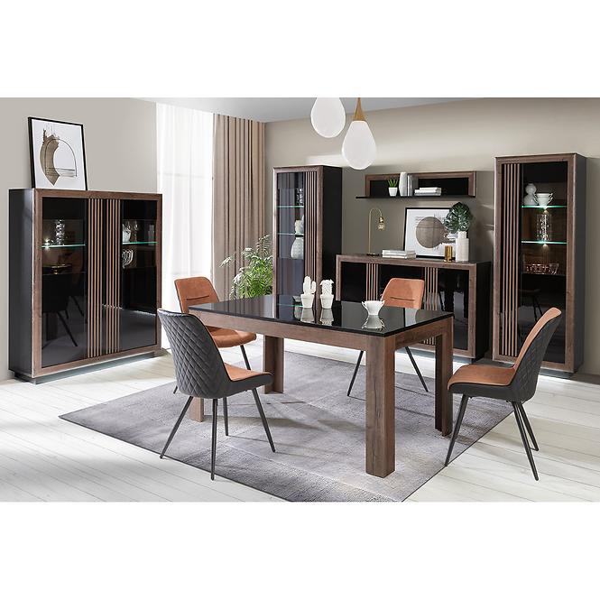 Vitrin Achacy 197x73,3  tölgy nemes / fekete fényes