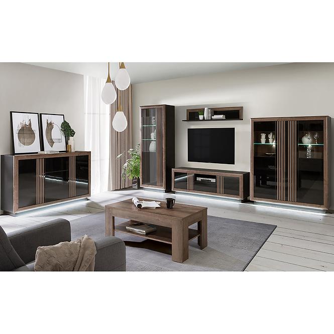 Vitrin Achacy 197x73,3  tölgy nemes / fekete fényes