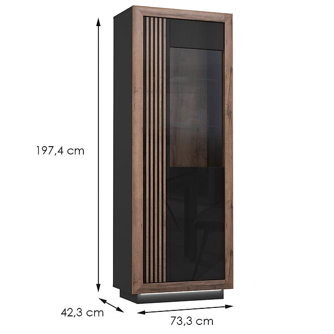 Vitrin Achacy 197x73,3  tölgy nemes / fekete fényes