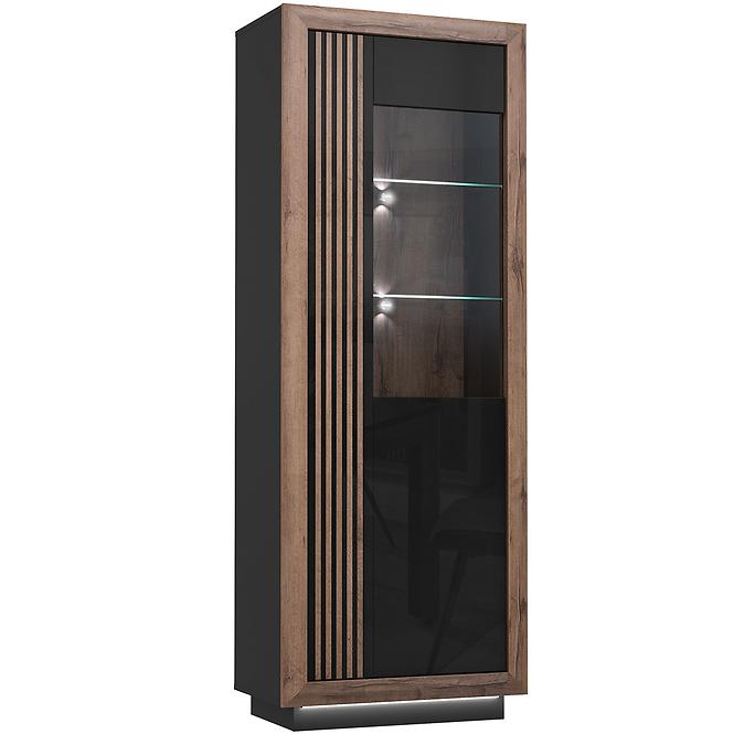 Vitrin Achacy 197x73,3  tölgy nemes / fekete fényes