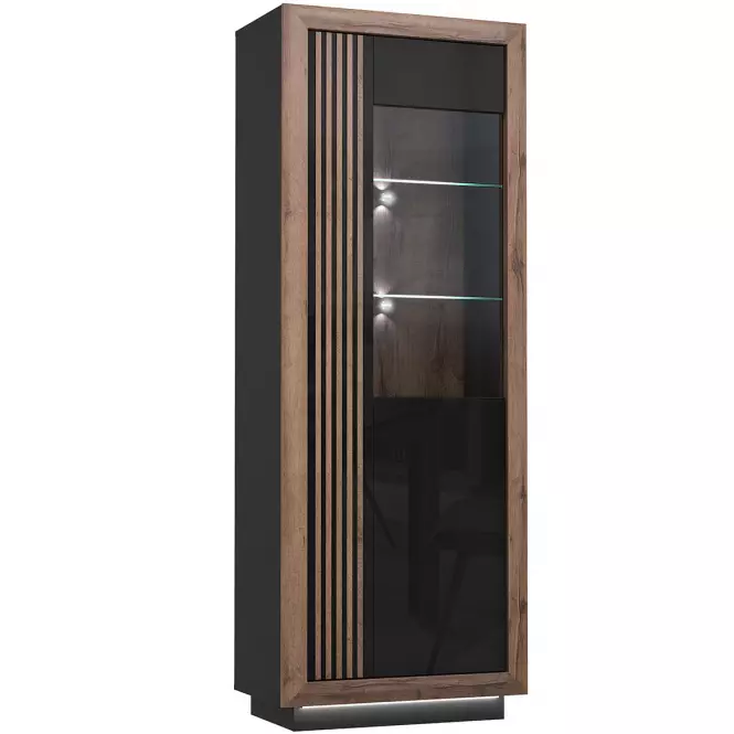 Vitrin Achacy 197x73,3  tölgy nemes / fekete fényes,4