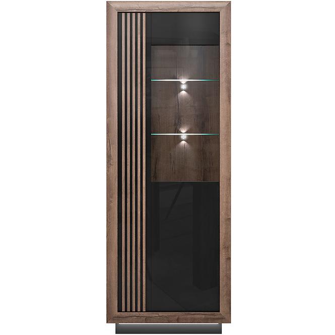 Vitrin Achacy 197x73,3  tölgy nemes / fekete fényes