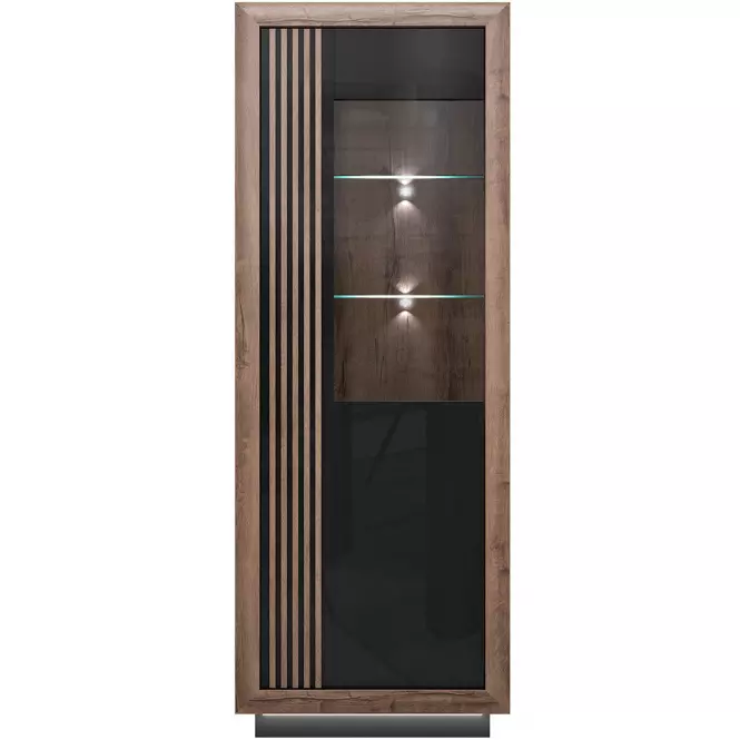 Vitrin Achacy 197x73,3  tölgy nemes / fekete fényes,5