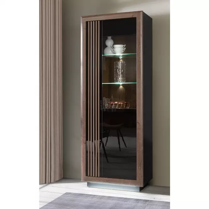 Vitrin Achacy 197x73,3  tölgy nemes / fekete fényes