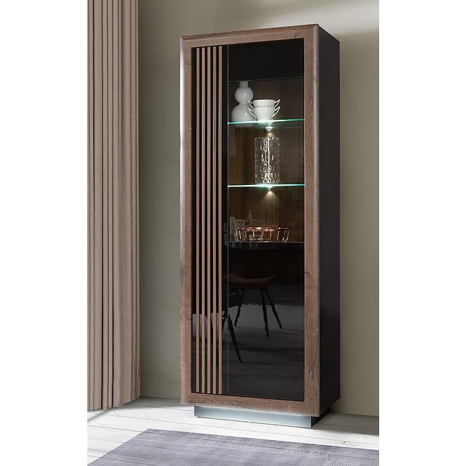 Vitrin Achacy 197x73,3  tölgy nemes / fekete fényes