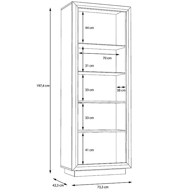 Vitrin Achacy 197x73,3  tölgy nemes / fekete fényes