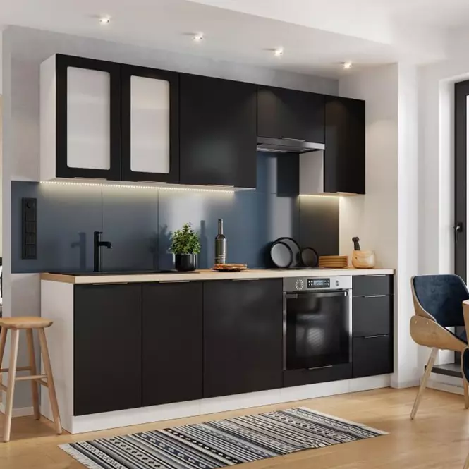 Konyhaszekrény Denis d60pc pl fekete mat/fehér