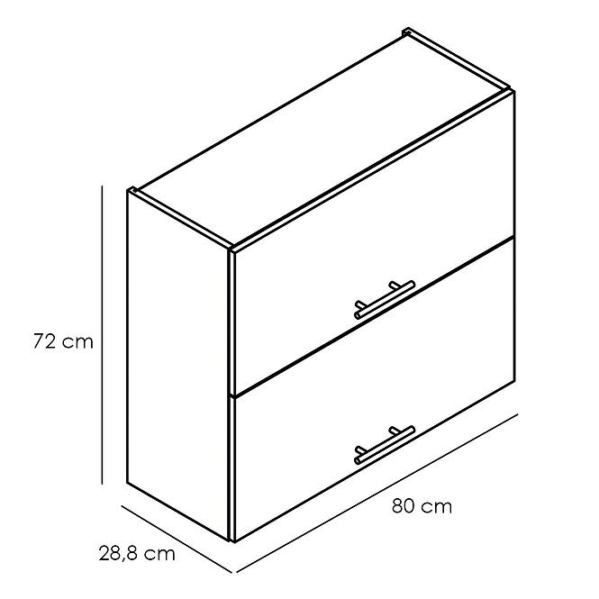 Konyhaszekrény Denis w80grf/2 fekete mat/fehér,3
