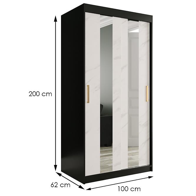 Szekrény Marmur Pole 100 fekete/üveggolyó fehér