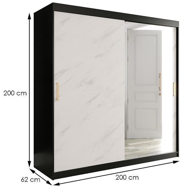 Szekrény Marmur T2 200 fekete/üveggolyó fehér