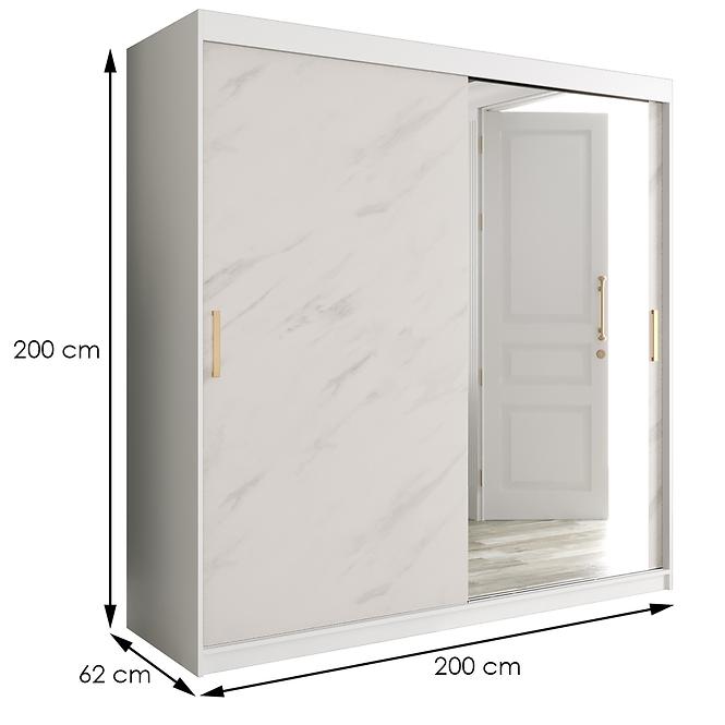 Szekrény Marmur T2 200 fehér/üveggolyó fehér