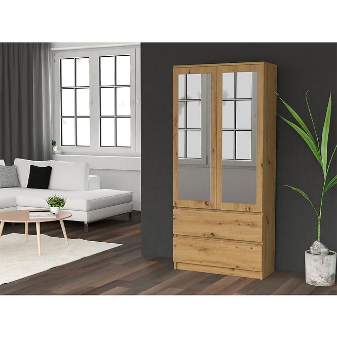 Szekrény SS-90 tükör artisan tölgy,4