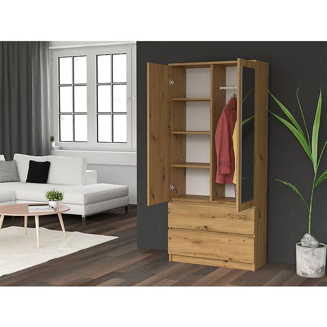 Szekrény SS-90 tükör artisan tölgy