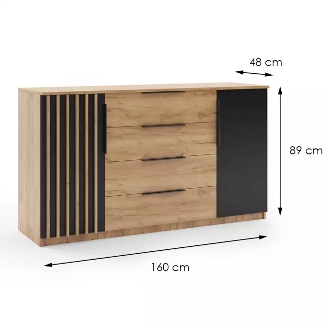 Komód Sorento II 160 craft arany/fekete