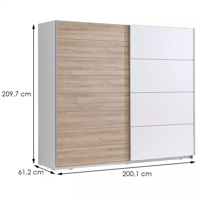 Szekrény Java 200 tölgy bianco/fehér,2