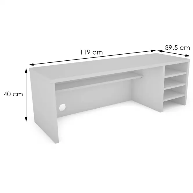 Íróasztal hosszabbító Torino 119x39.5x40 Fehér 642668