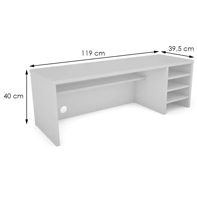 Íróasztal hosszabbító Torino 119x39.5x40 Fehér 642668,2