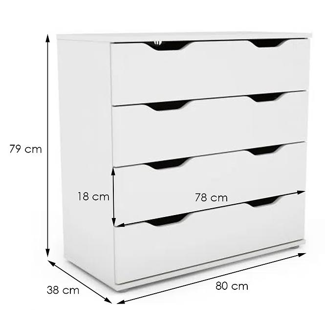 Komód Ines 80x38x79 fehér 618813